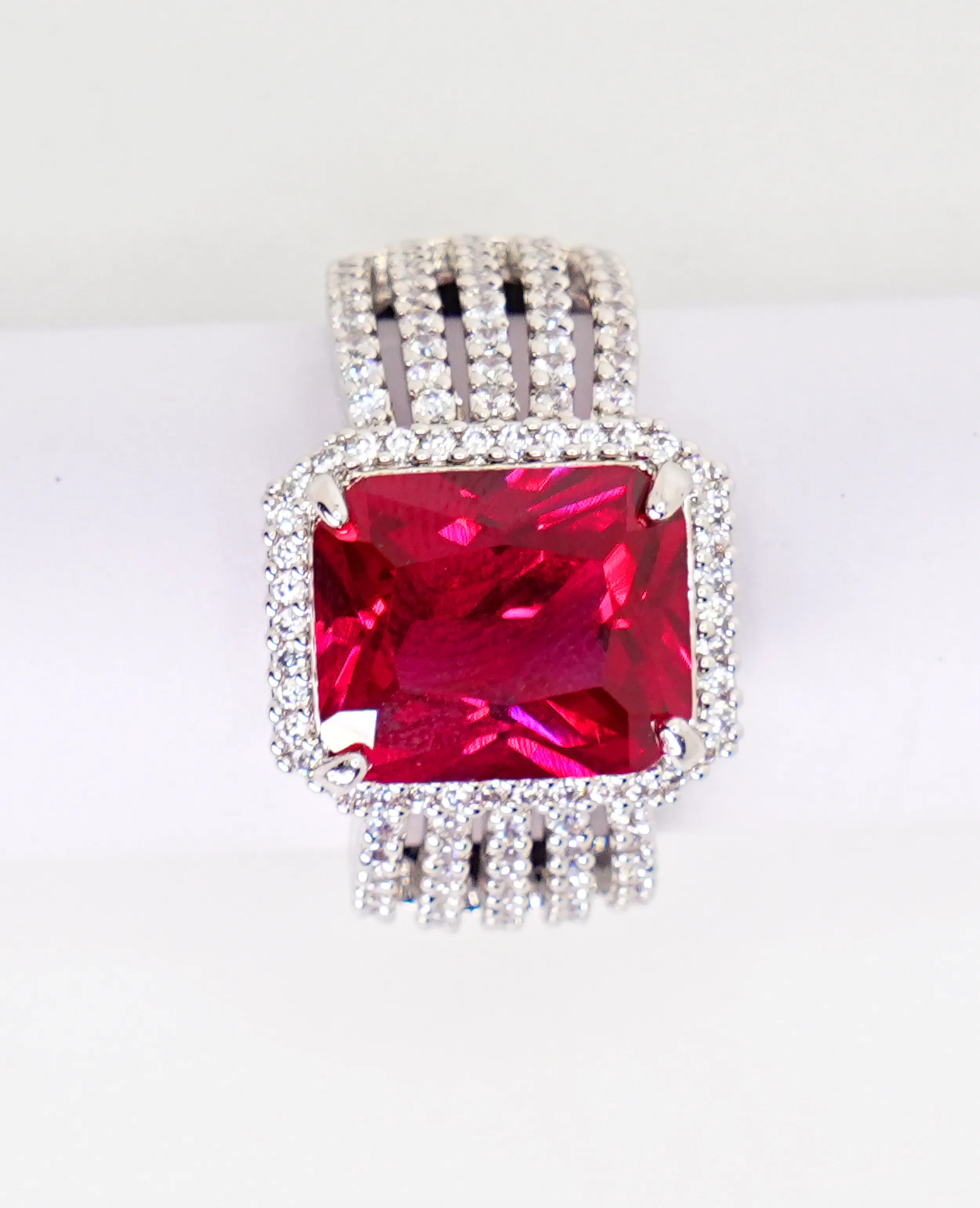 Sophisticated AD Finger Ring - Ruby Red Elegance