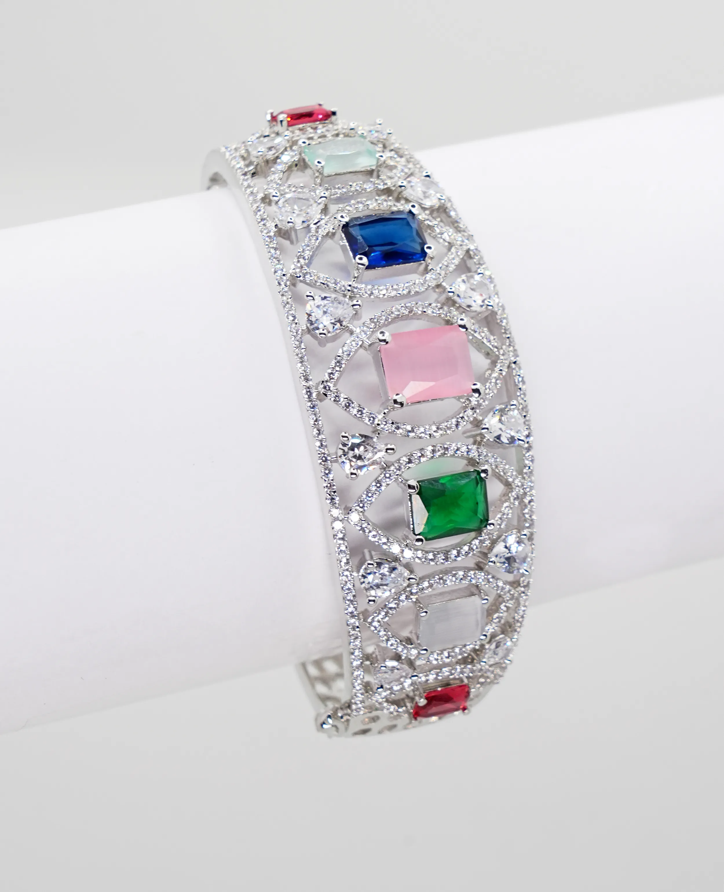 Dazzling AD Bracelet with Semi-Precious Color Stones - Forever-Lasting Elegance