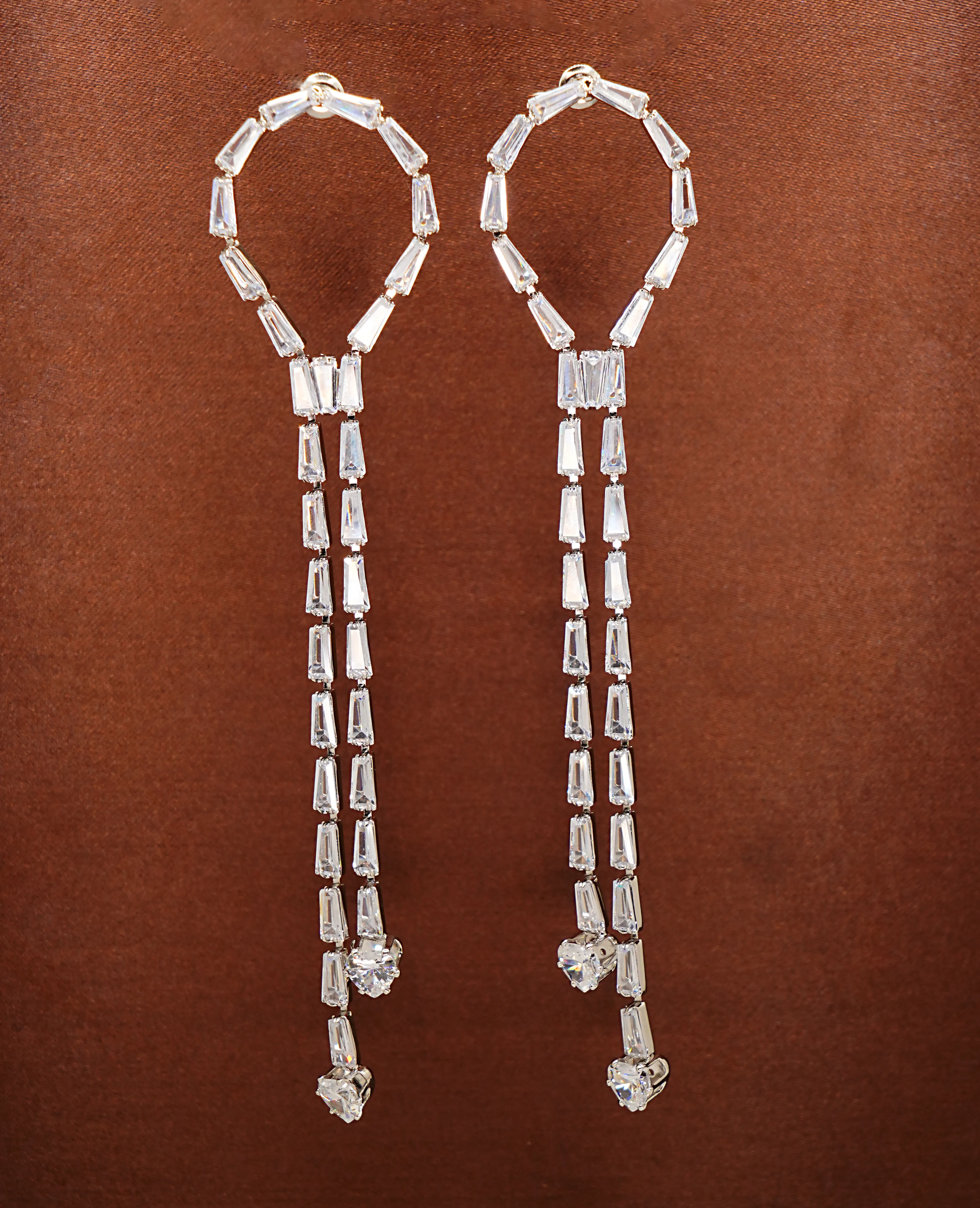 Silver Crystal Long Earrings – Graceful Sparkle for Every Occasion