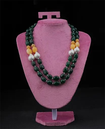 Elegant Semi-Precious Green Stone Mala - Versatile & Exclusive