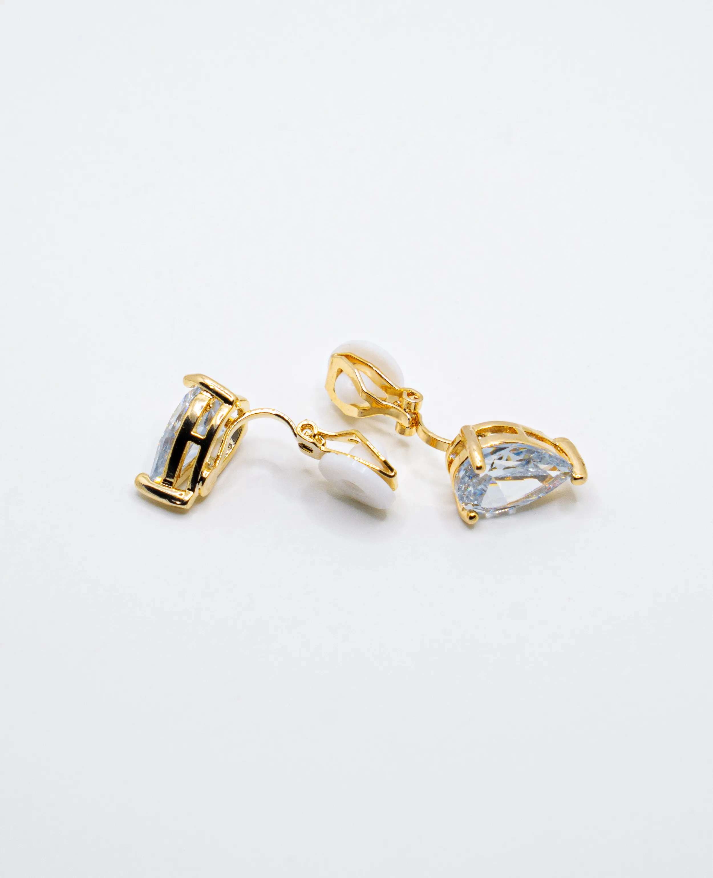 Clip-On White Stud Earrings (No Piercing Required)