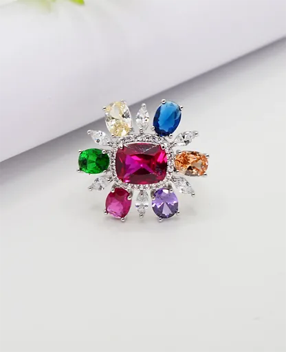 Multi-Color AD Finger Ring - Vibrant Elegance