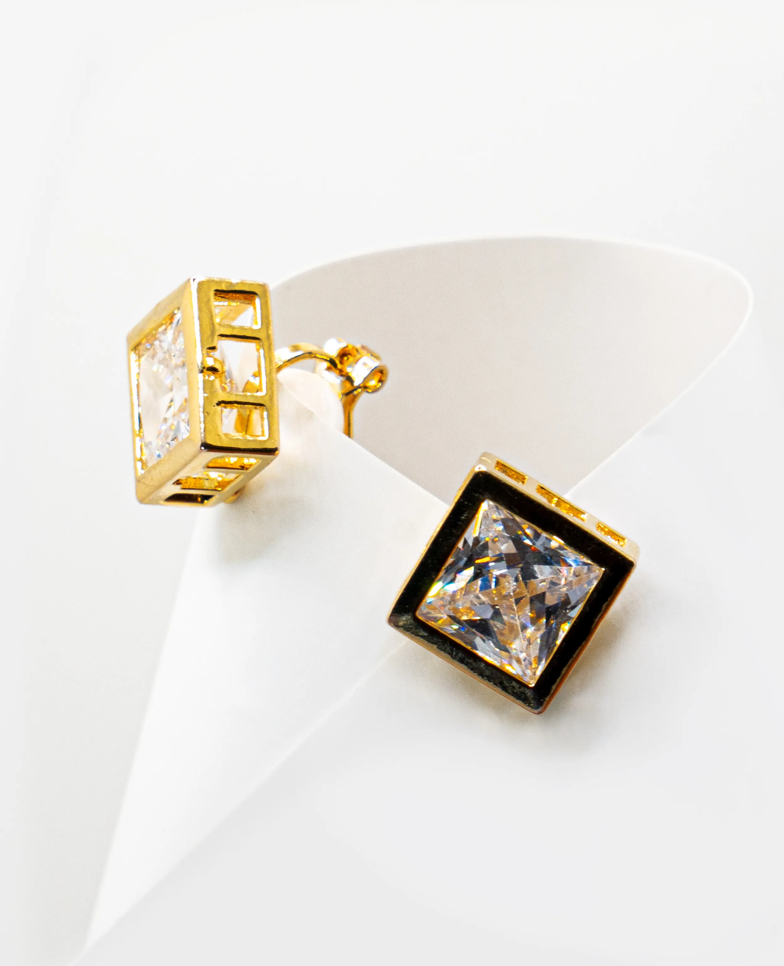 Square AD Clip-On Stud Earrings – Transformable to Ear Cuffs (No Piercing Needed)