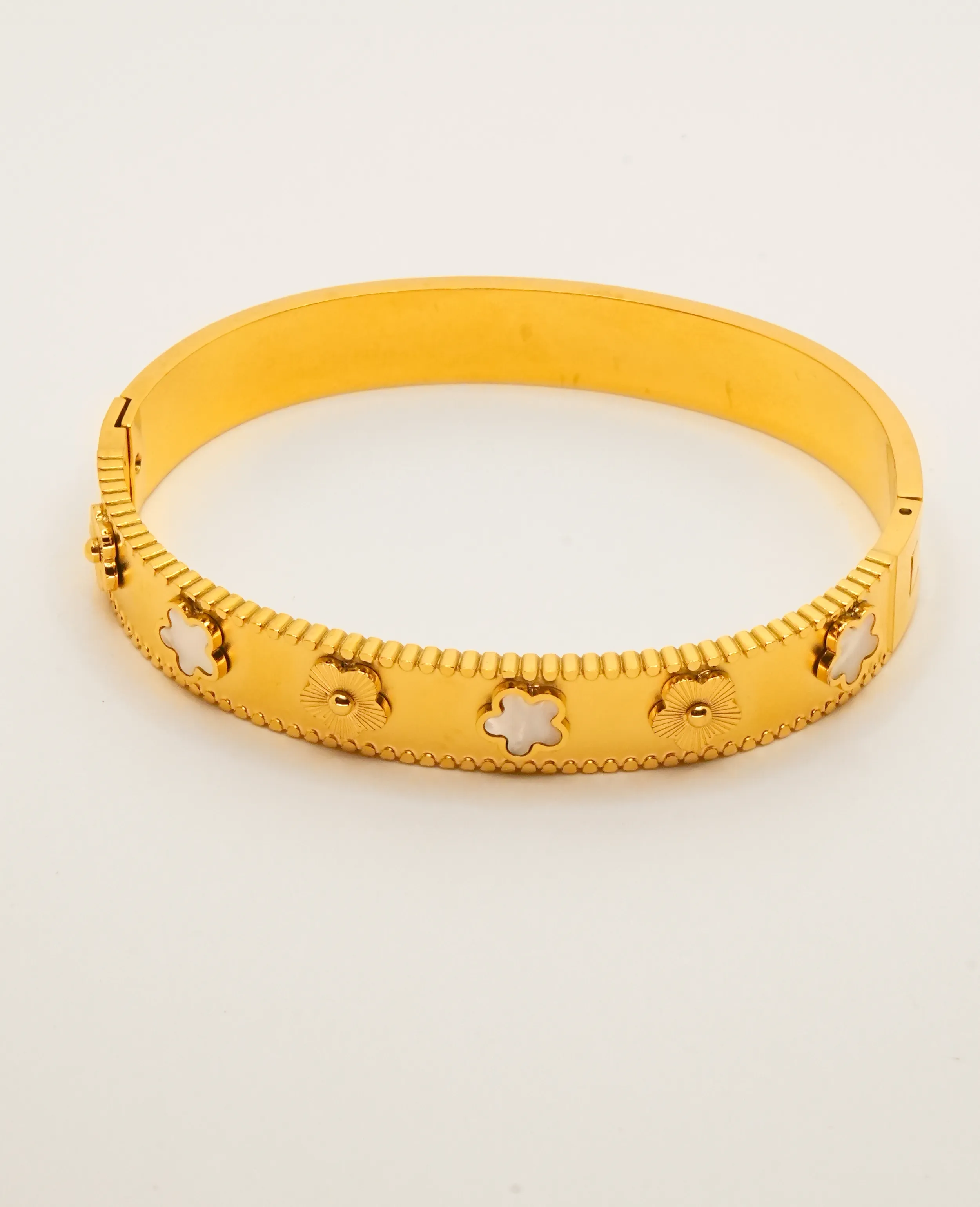 Golden Kada Bracelet with Mother of Pearl Elegance