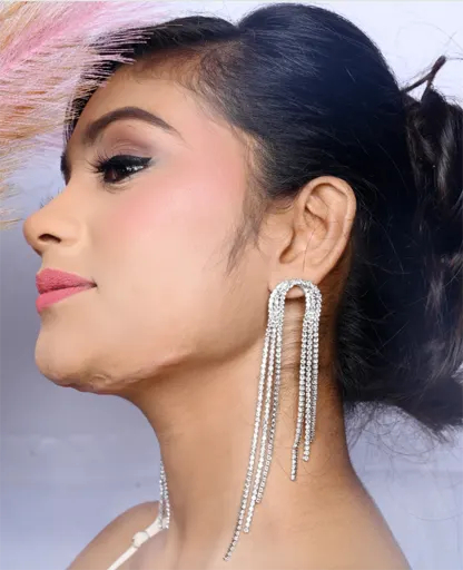 Radiant AD Long Silver Designer Danglers - Graceful Elegance