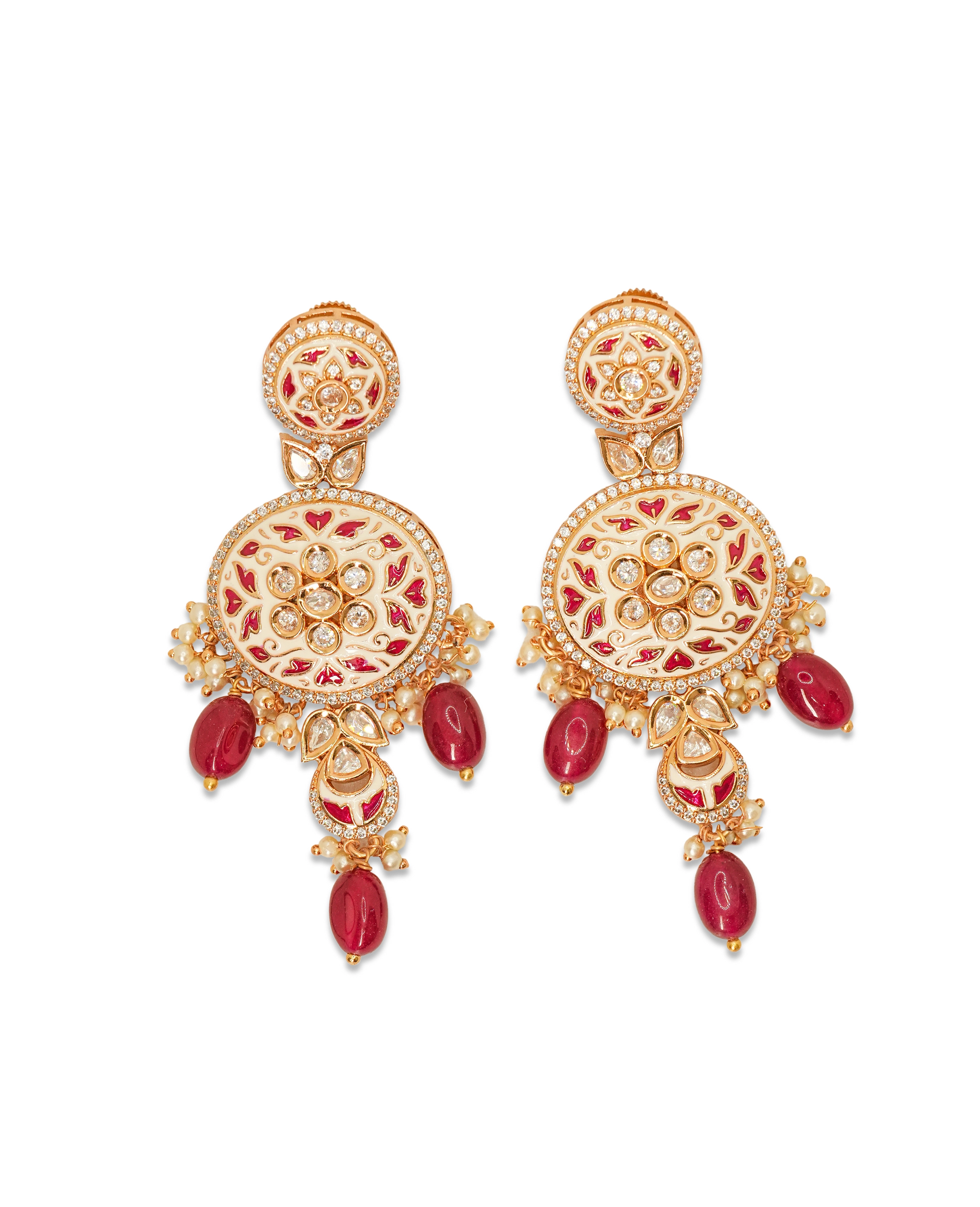 Royal Red – Meenakari Parab Kundan Set