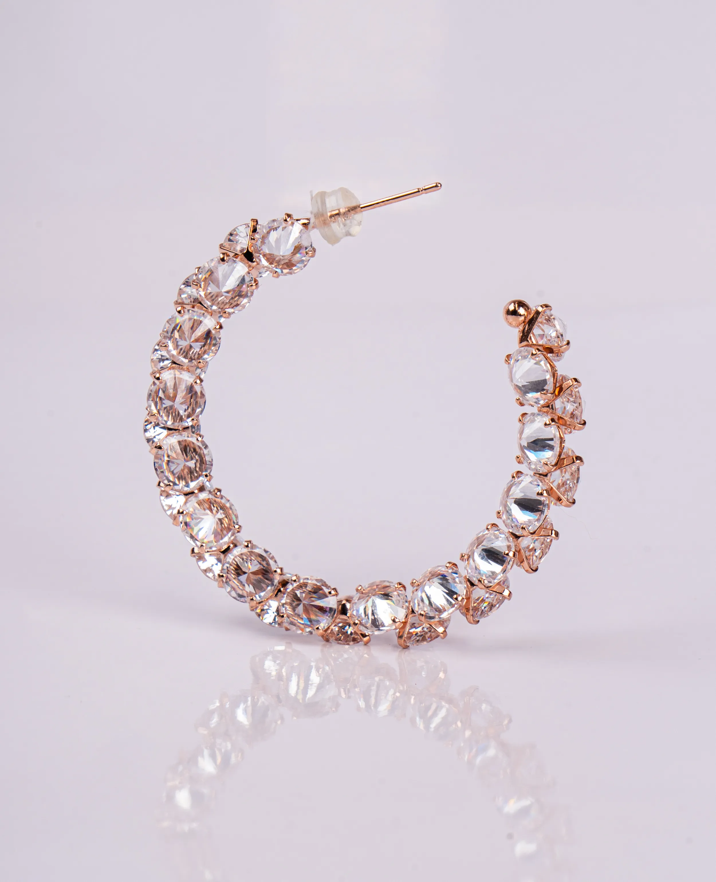Crystal Hoop Earrings - Soft Rose Gold 