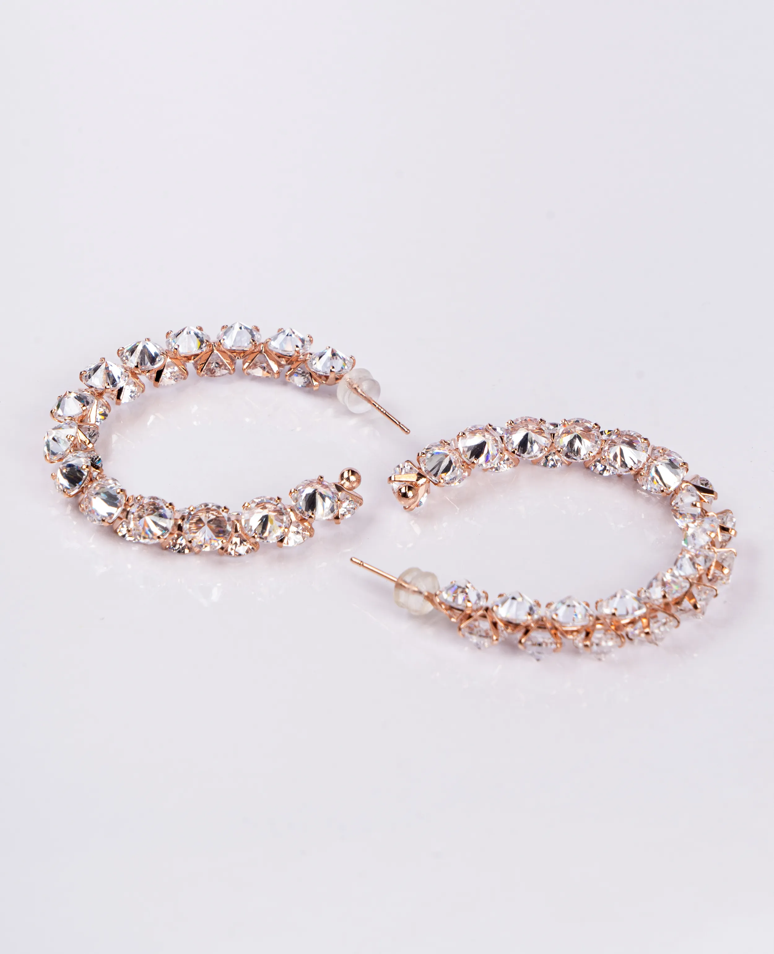 Crystal Hoop Earrings - Soft Rose Gold 