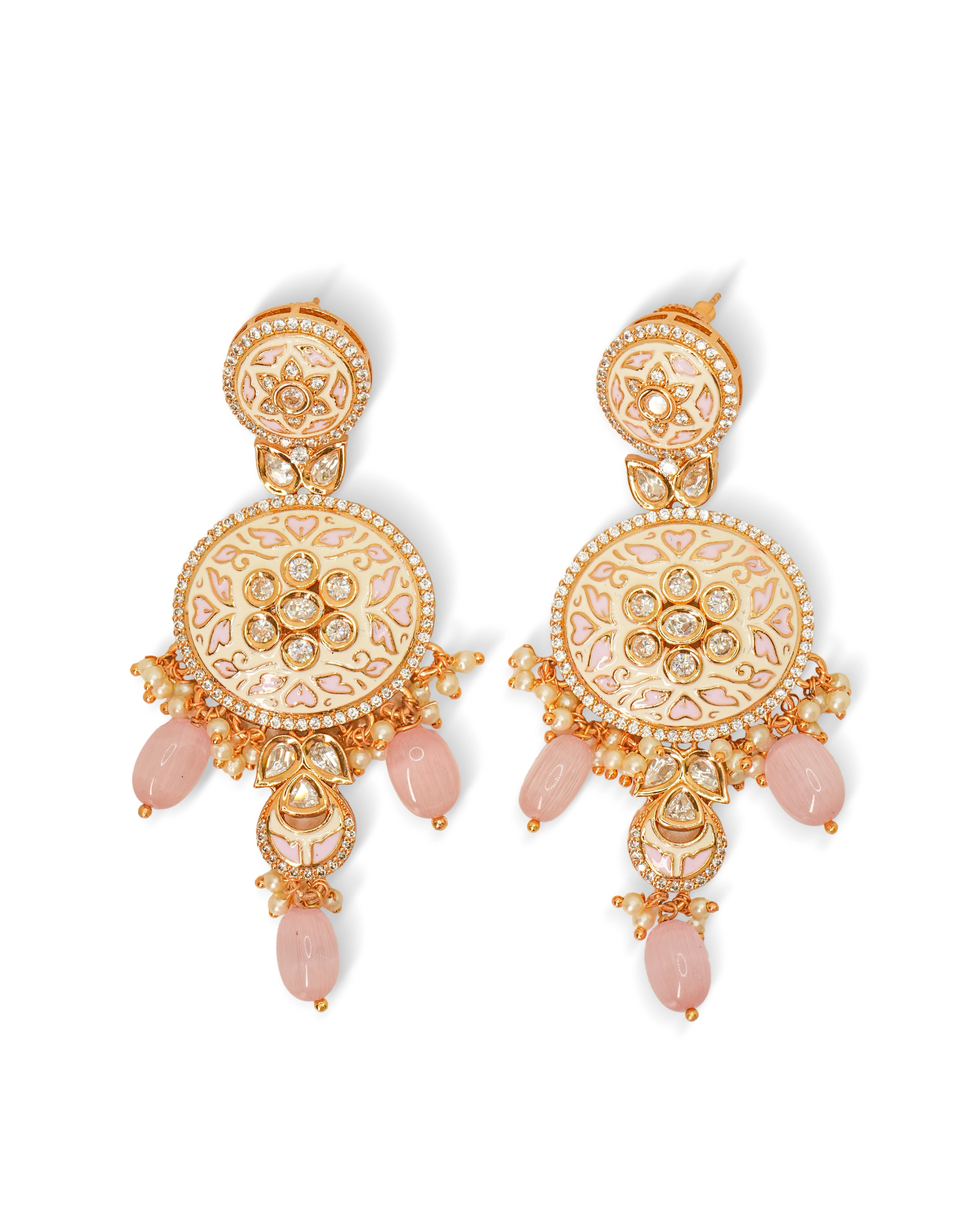 Pink Meenakari - Parab Kundan Set