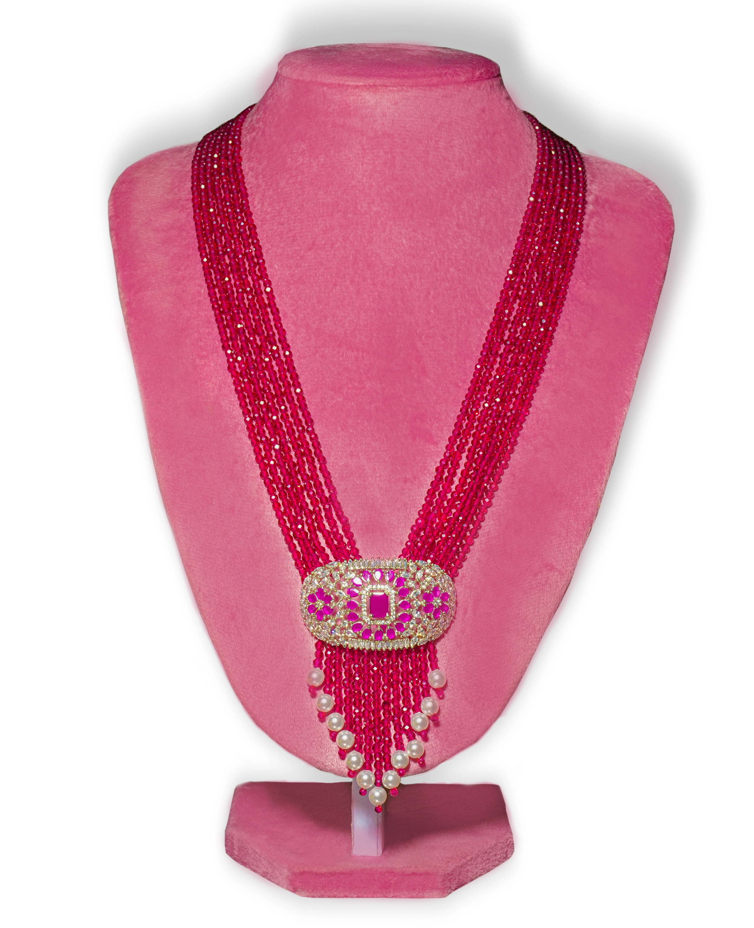 Ruby – Semi-Precious AD Necklace Set