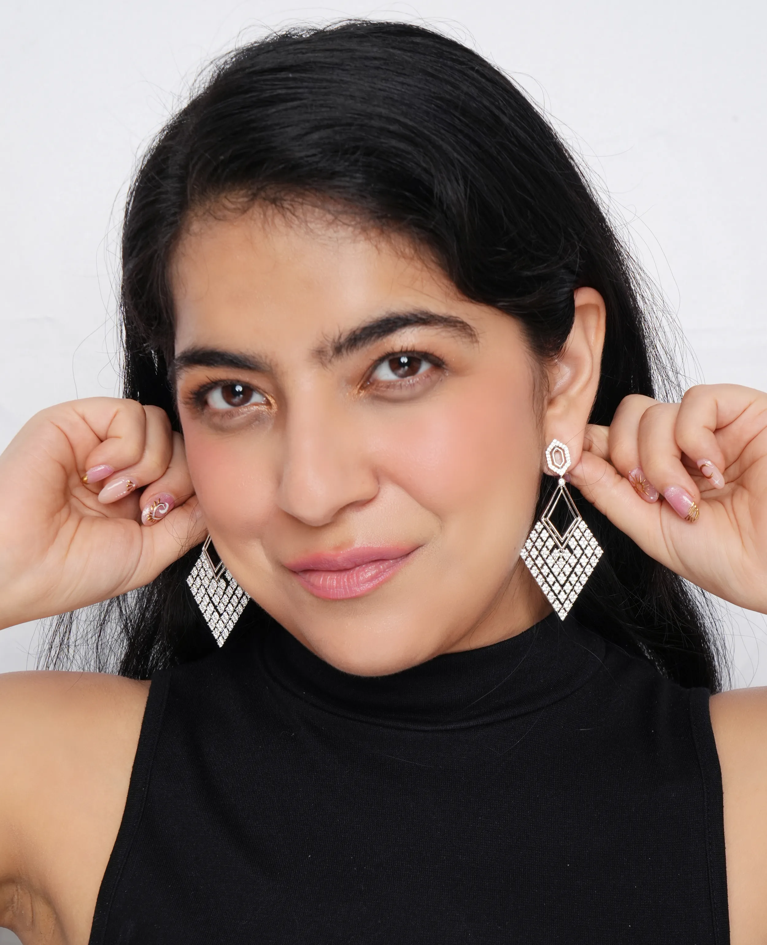 AD Diamond Heavy Earrings – Luxurious Sparkle for Grand Occasions
