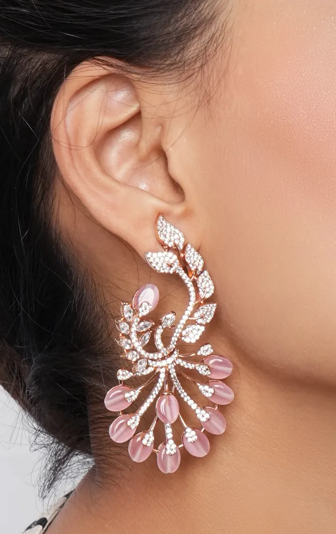 AD Rose-Gold Earrings in English Green - Timeless Sophistication