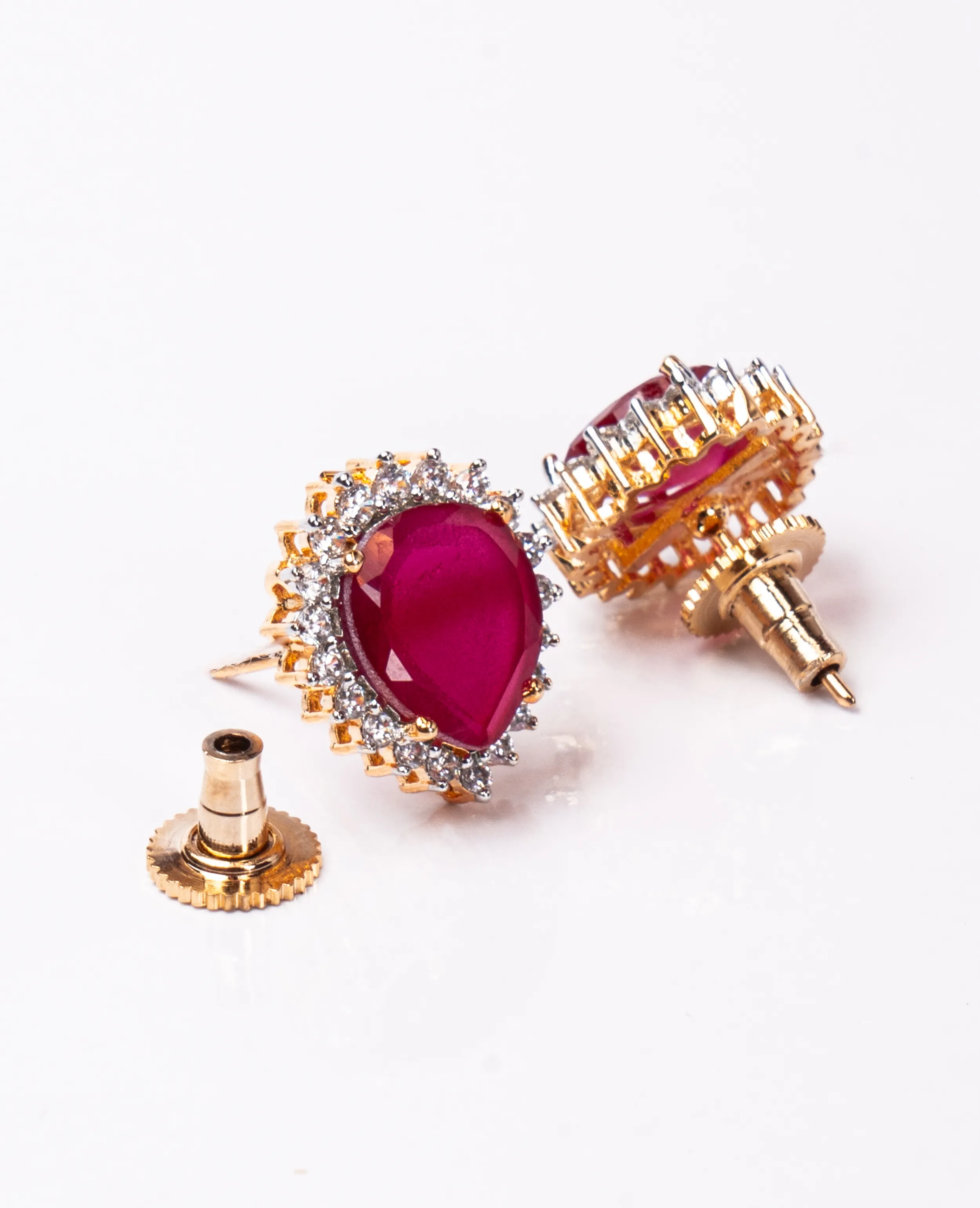 Drop Shape AD Ruby Studs