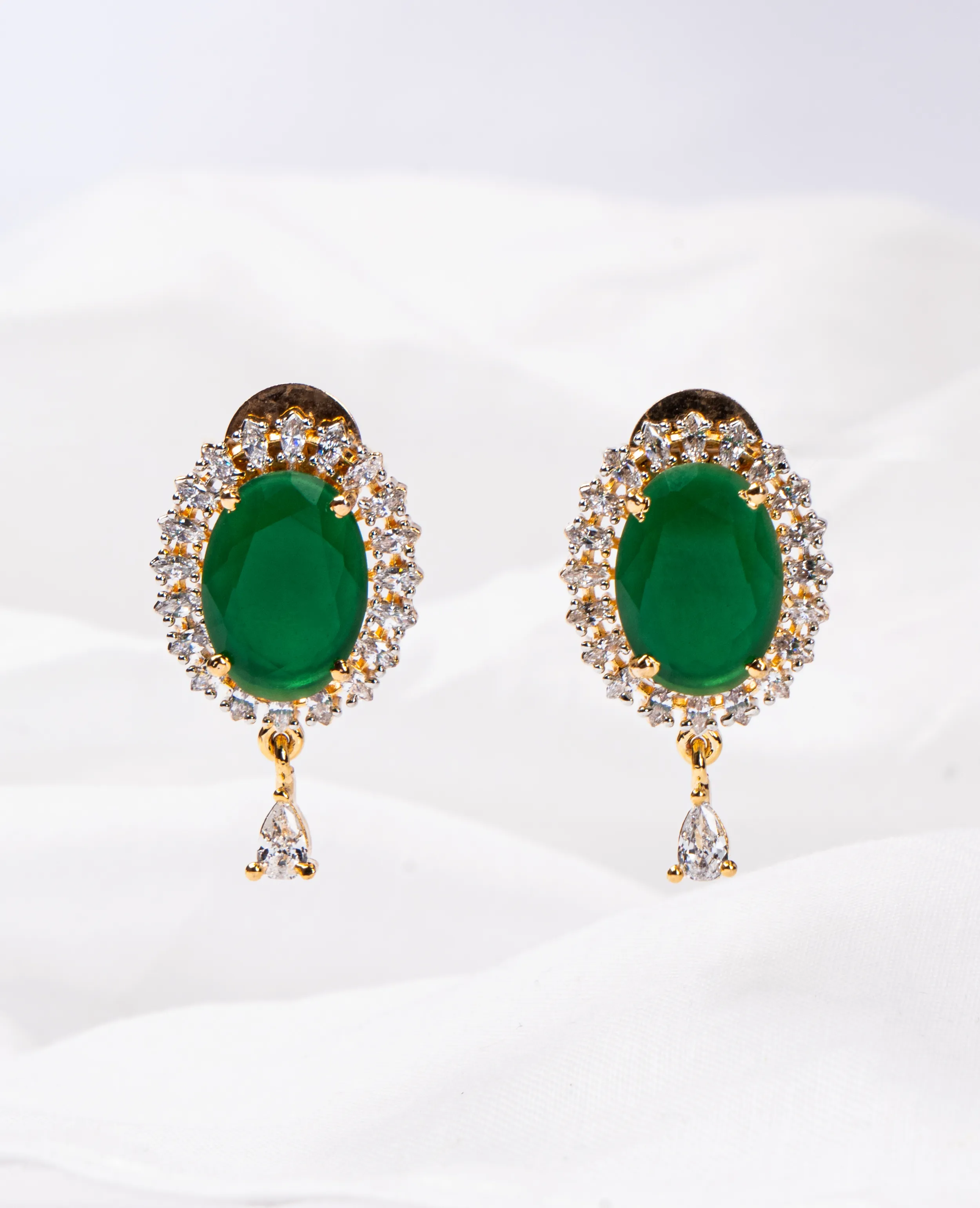 AD Semi Drop Emerald Earrings