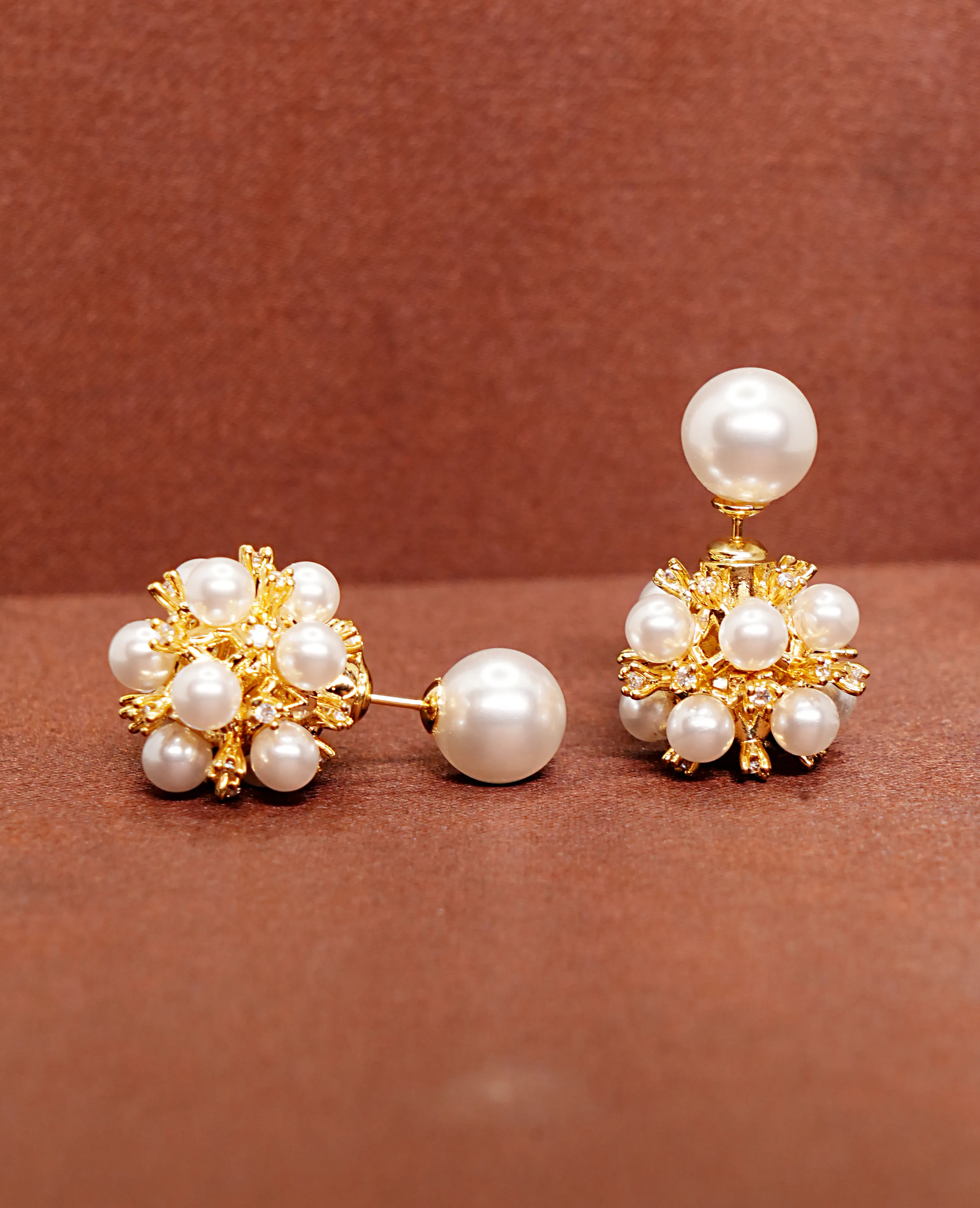 Versatile Freshwater Pearl Earrings with Gold-Plated Base – Transformable Elegance