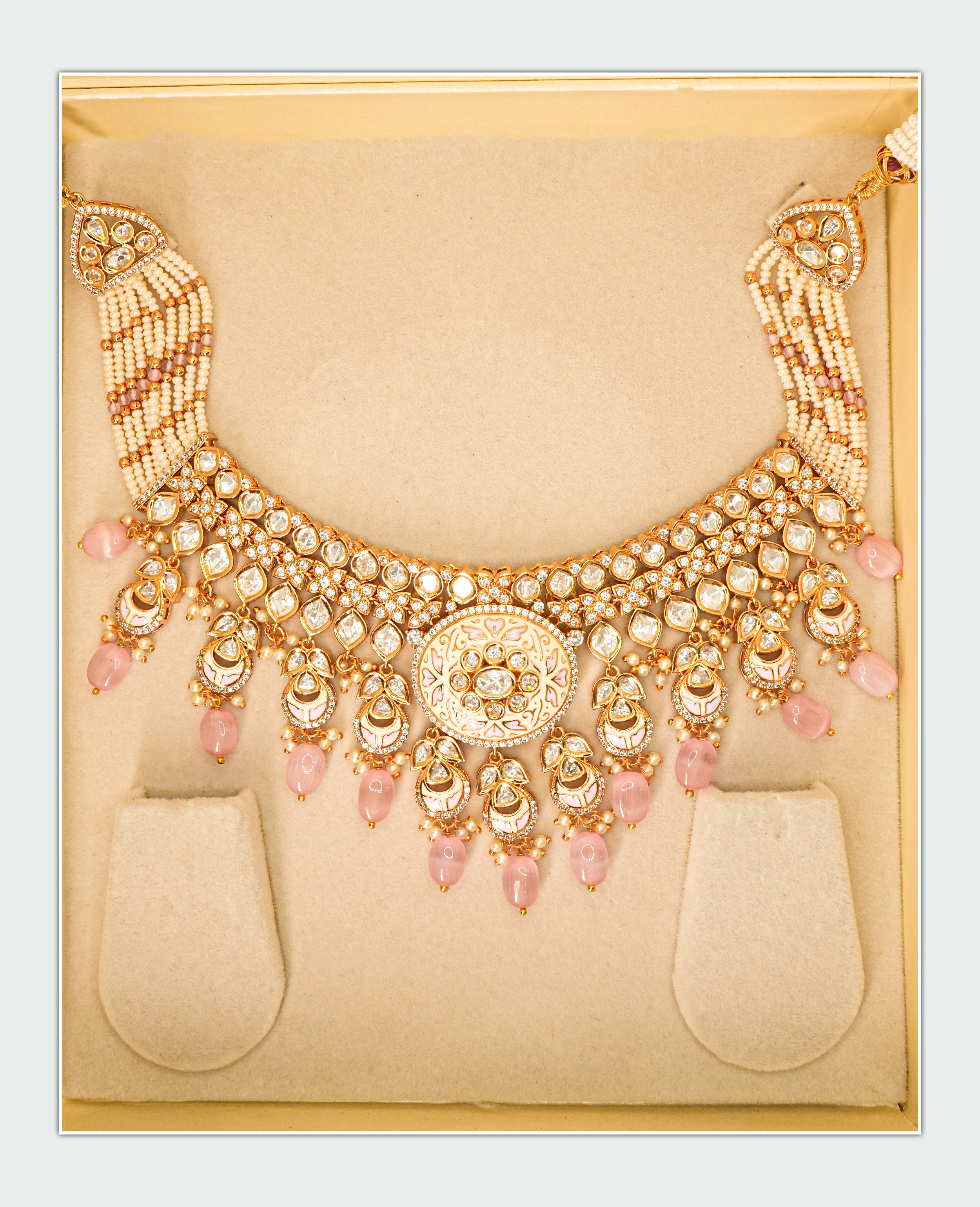 Pink Meenakari - Parab Kundan Set