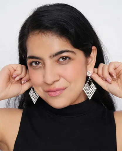 AD Diamond Heavy Earrings – Luxurious Sparkle for Grand Occasions