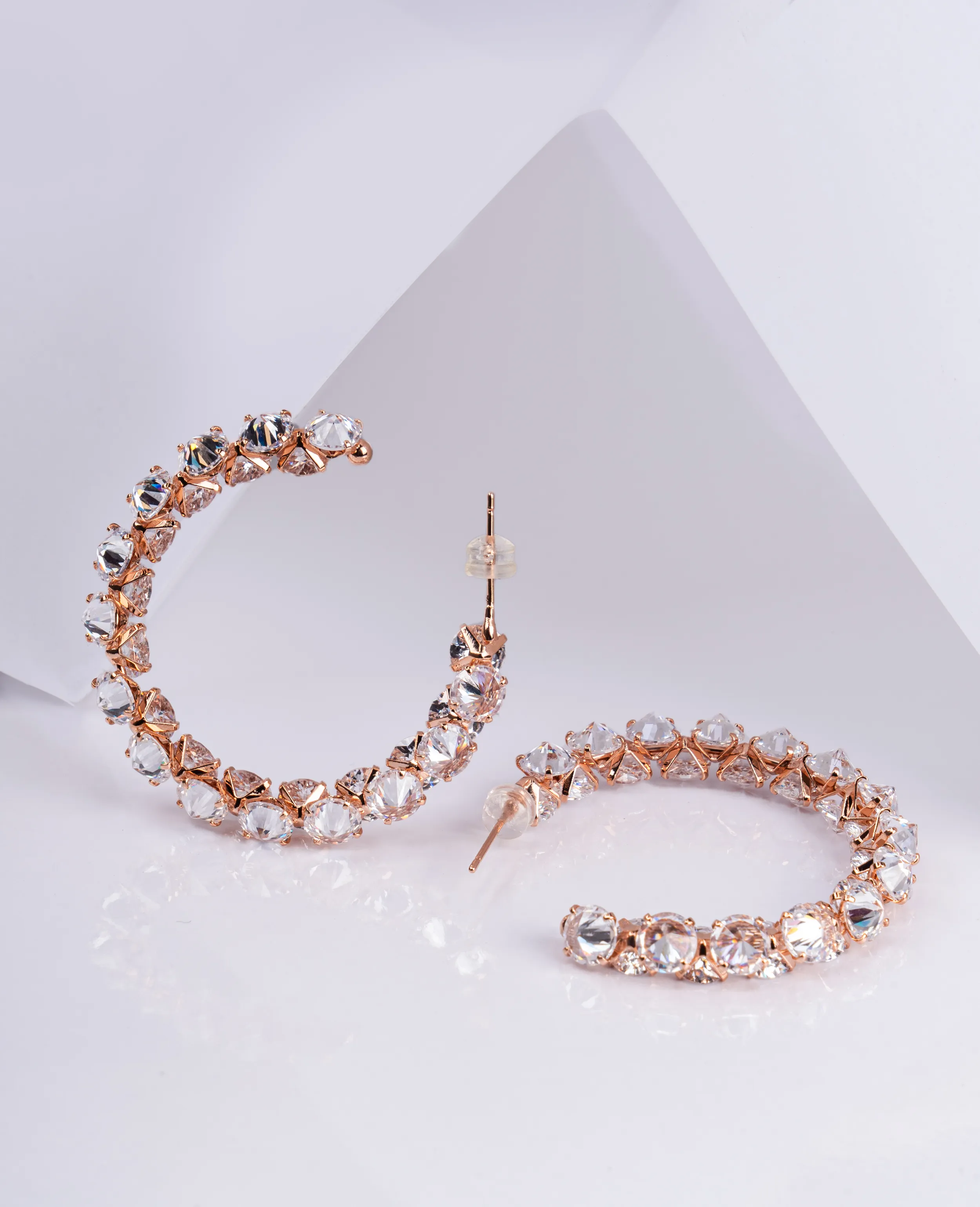 Crystal Hoop Earrings - Soft Rose Gold 