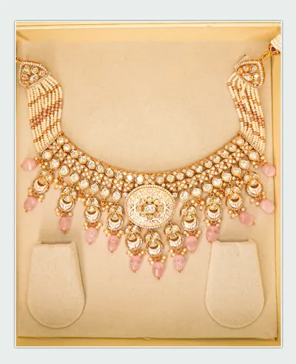 Pink Meenakari - Parab Kundan Set