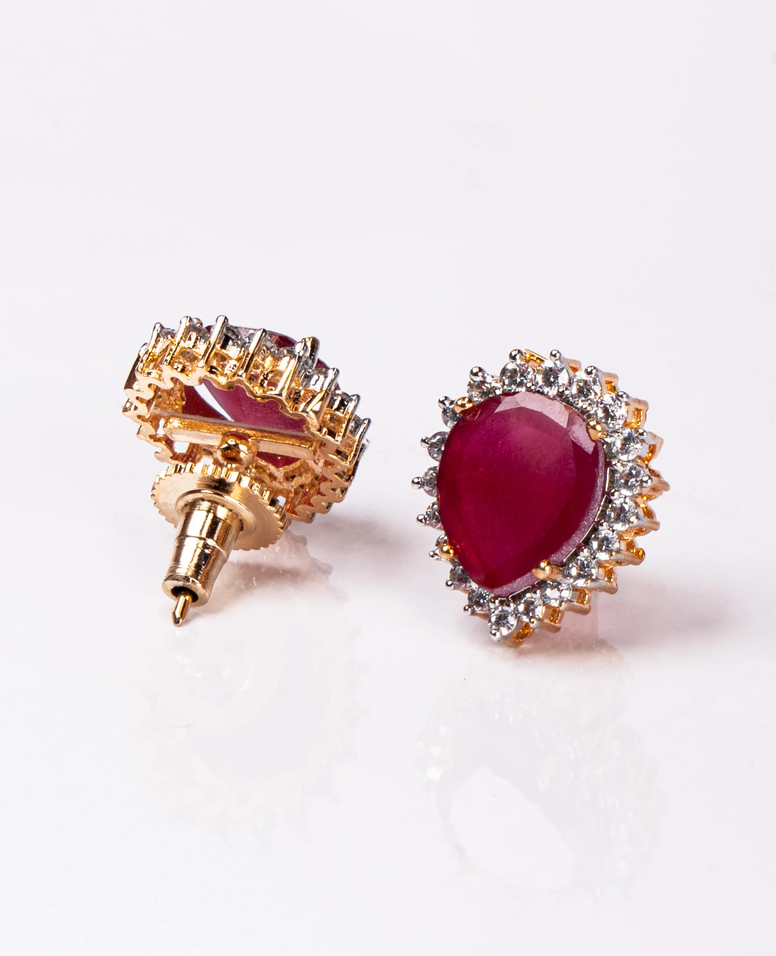 Drop Shape AD Ruby Studs