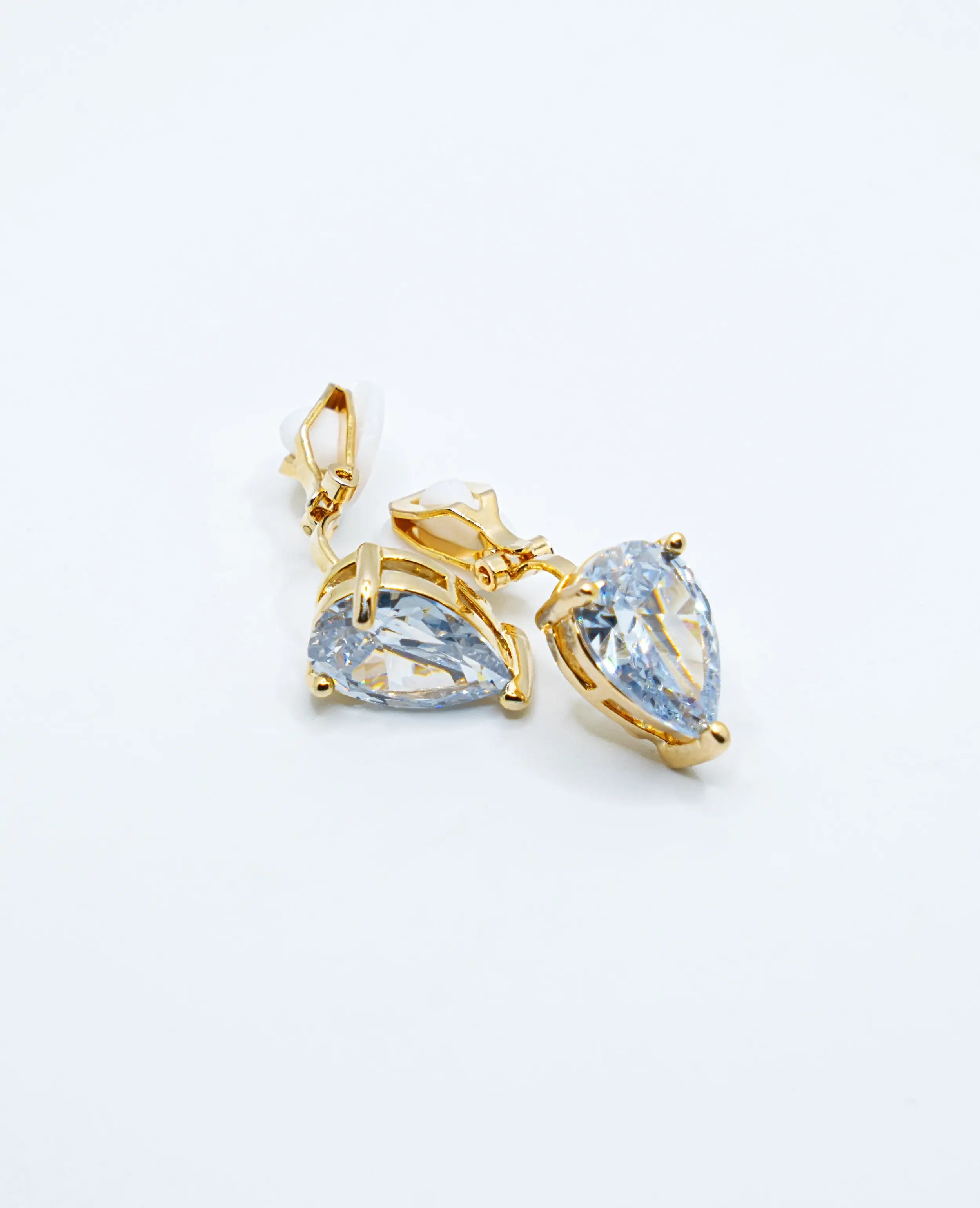 Clip-On White Stud Earrings (No Piercing Required)